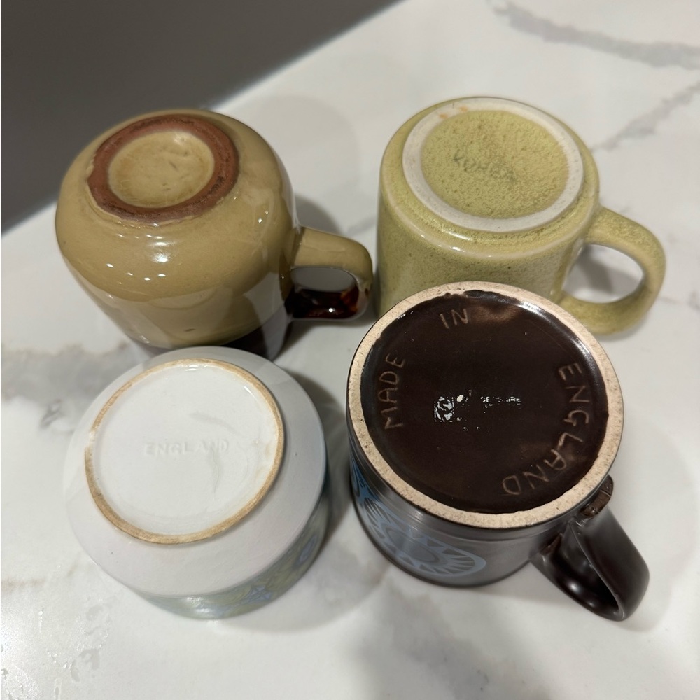 Vintage 1970s Stoneware Mug Lot  Retro Mix Set of 4 - Picture 2 of 3